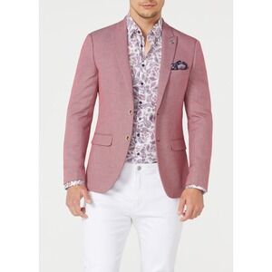 POLITIX Bespokes Mens Red Geometric Pattern Blazer Jacket Size S